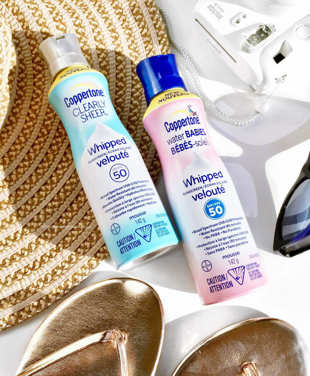 New mousse textures: Coppertone Water Babies Whipped Sunscreen SPF 50 and Clearly Sheer Whipped Sunscreen SPF 50