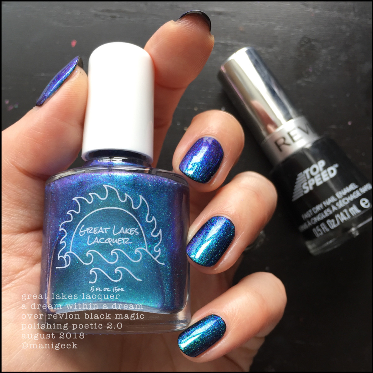 Great Lakes Lacquer A Dream Within A Dream over black 1 _ Great Lakes Lacquer Polishing Poetic 2.0 Swatches Review