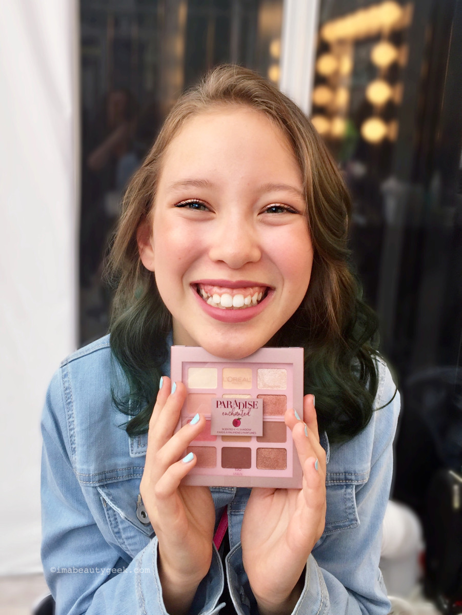 My just-turned-13-year-old niece Lauren wearing shades from the L'Oréal Paris Paradise Enchanted palette; makeup and hair by Alyssa Manuel for L'Oréal Paris at TIFF 2018.