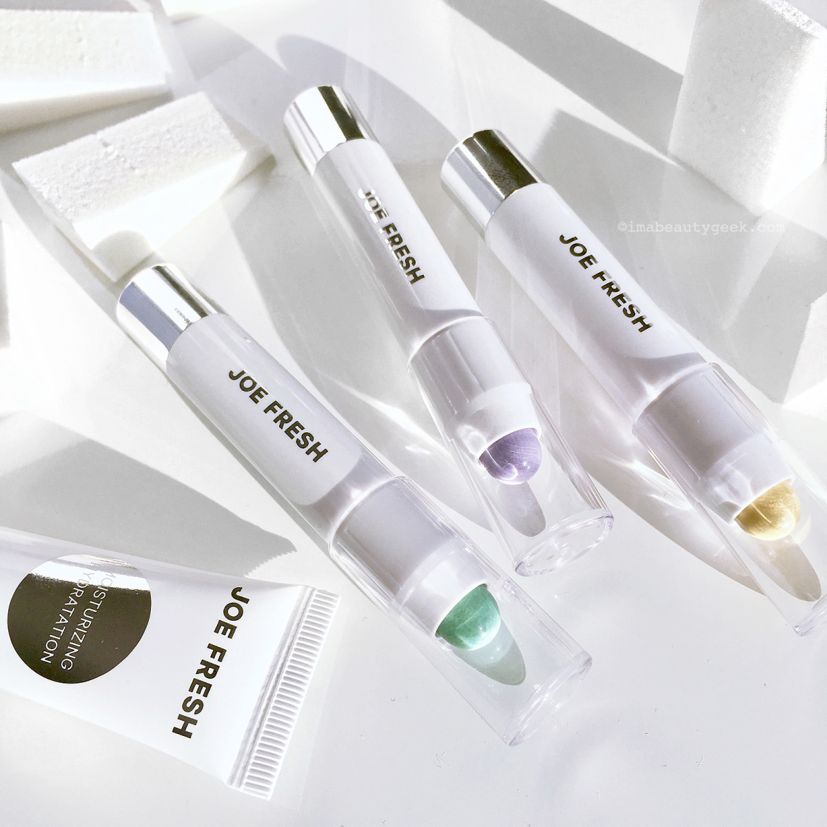 Joe Fresh Hydrating Primer, Colour Correcting Crayons and Cosmetic Wedges-BEAUTYGEEKS