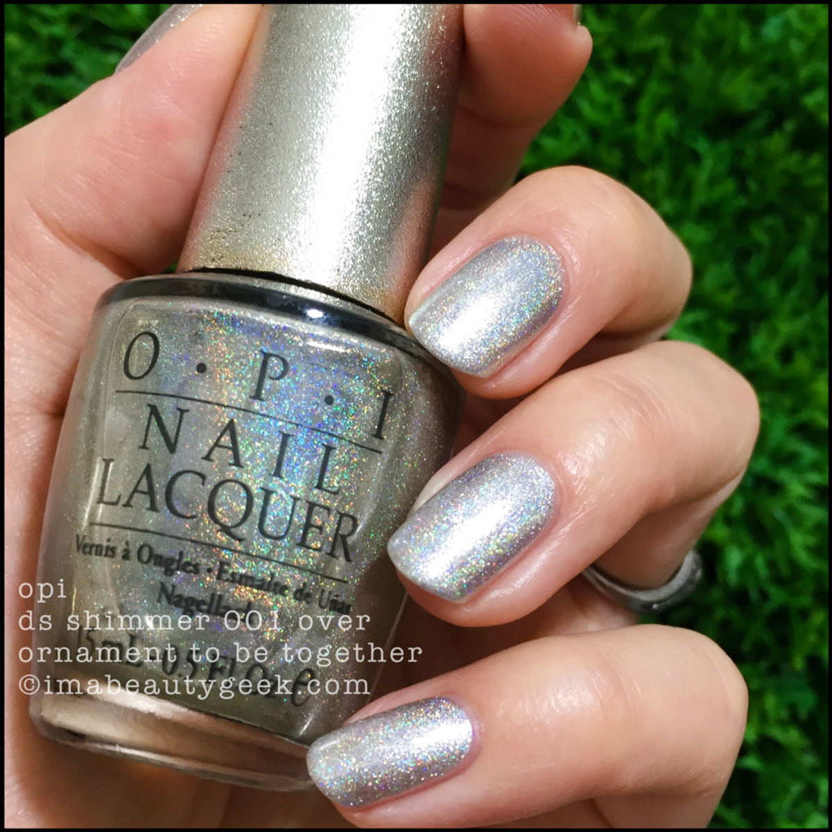 OPI DS Shimmer 001 over Ornament To Be Together - Love OPI XOXO Holiday 2017 Collection