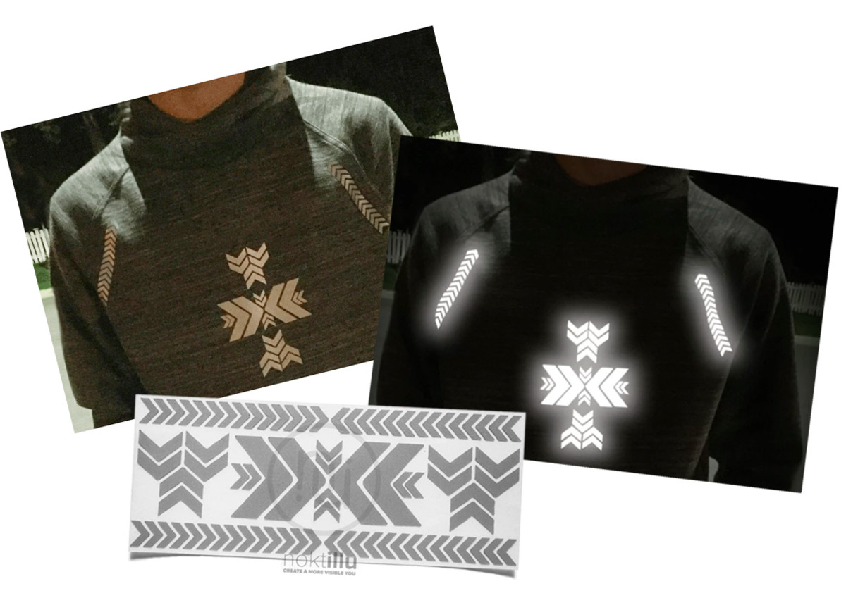 Noktillu reflective decals for customized gonna-be-outside-in-low-light clothing and accessories