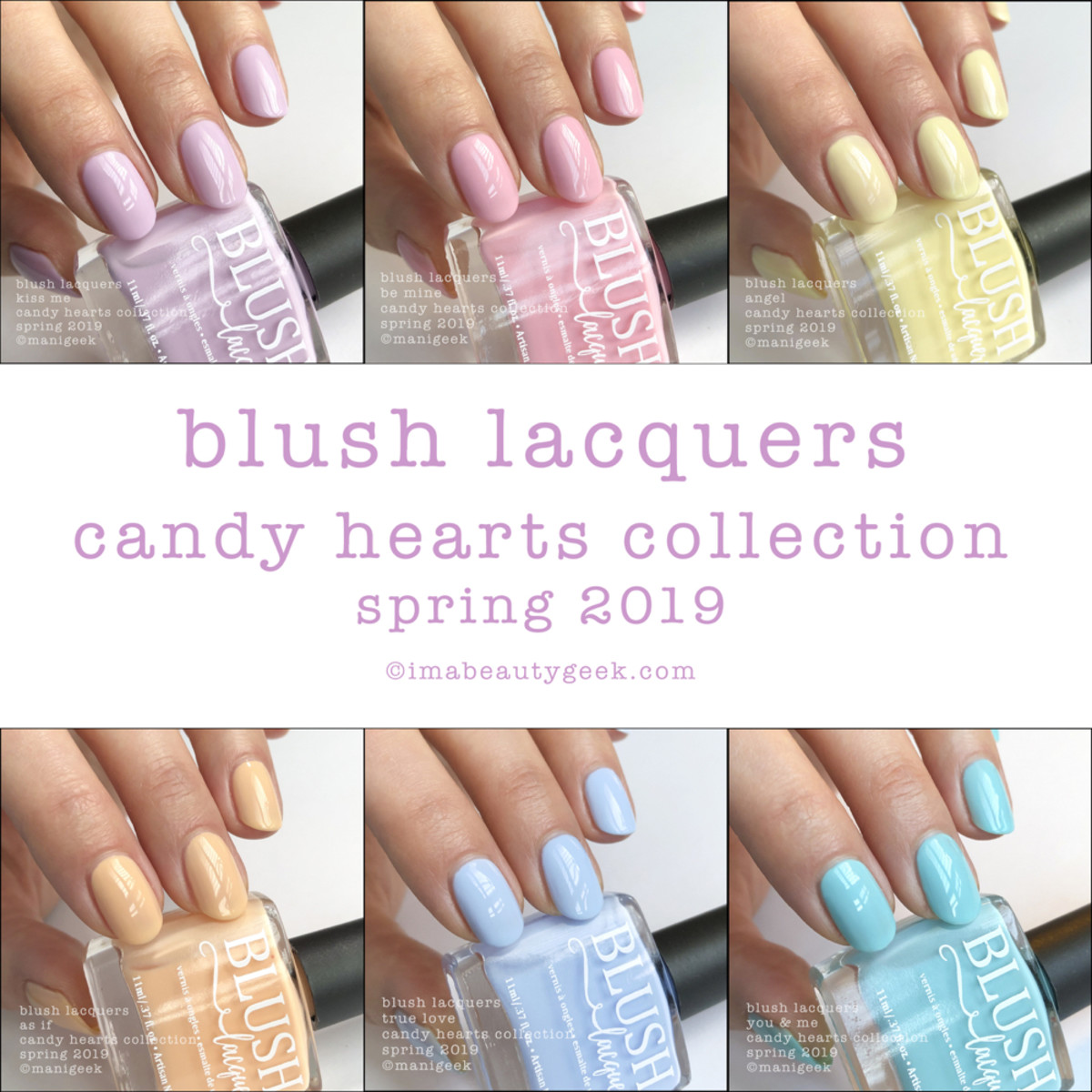 Blush Lacquers Candy Hearts Collection Swatches Beautygeeks Composite