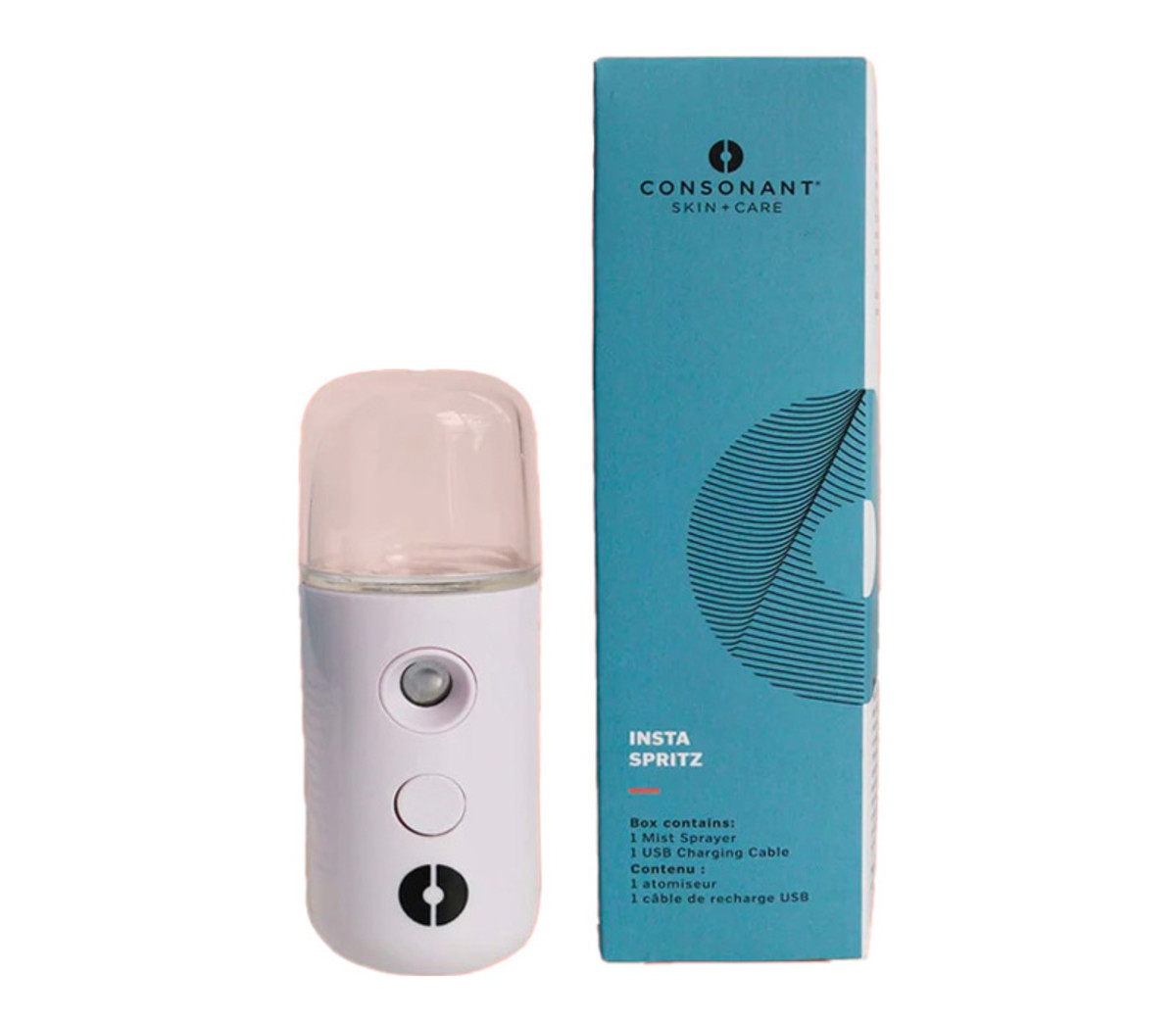 The Consonant Insta Spritz ($18 at consonantskincare.com) comes with a USB charging cable; you supply the water.